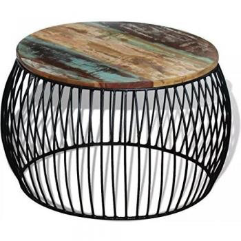 vidaXL Coffee Table Round Solid Reclaimed Wood 68x37 cm