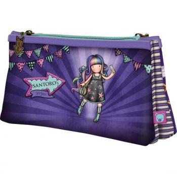 Estuche Portatodo Doble Gorjuss Up and Away Morado - Ideal para organizar tus accesorios escolares y personales