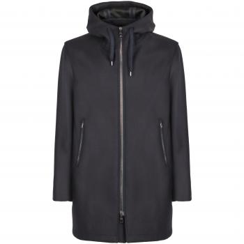 Herno Men's Hooded Parka - Blue, Size 54 (2XL), Stylish Warm Three-quarter Coat