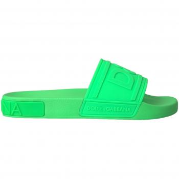 Dolce & Gabbana Green Leather Slide Sandals Beachwear Shoes - EU44/US11