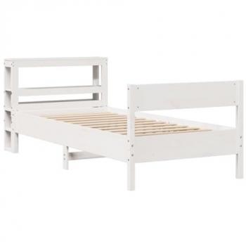 Cama sin colchón blanca 90x200 cm madera maciza de pino
