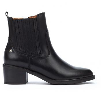 Pikolinos Bacarot W2D Women's Leather Ankle Boots with Side Elastic, Black, 5-8cm Heel