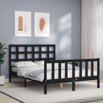 Estructura de cama con cabecero de madera maciza negra 120x200 cm vidaXL
