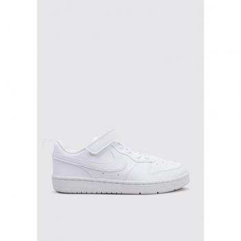 Deportivos Nike Court Borough Low Recraft (PSV) 33 para niño en color blanco, con velcro y piso cosido de goma antideslizante, ideales para el cole, calidad Nike