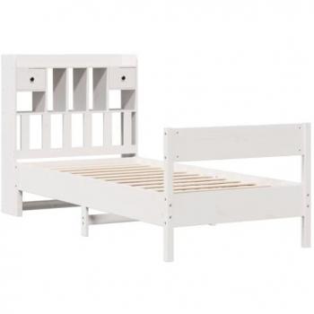 Cama con estantería sin colchón madera maciza blanca 100x200 cm Vidaxl