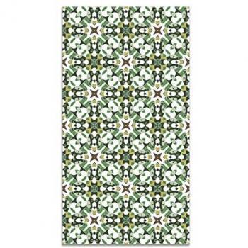 Alfombra Vinílica Antideslizante e Ignífuga Azulejo Hidráulico Tipo Oriental Verde 80x250 cm - Alfombra para Cocina y Salón