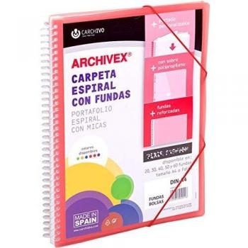 Carchivo -Carpeta personalizable de 40 fundas con espiral Archivex Star, rojo