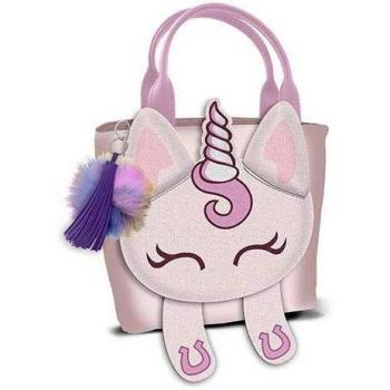 Oh My Pop! Oh My Pop! Unicorn-Bolso Shopping Mini Shy Bolsa de Tela y de Playa, 25 cm, Rosa