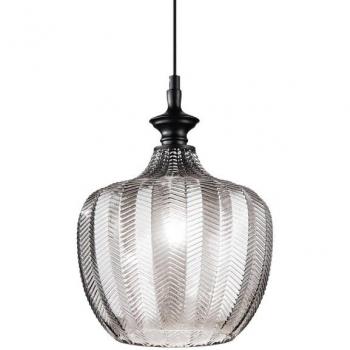 Lámpara colgante Lord 1 bombilla Vidrio, metal ahumado E27 diseño vintage-deco cúpula de cristal ahumado