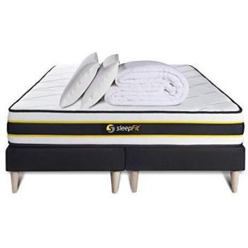 Pack Colchón Flexy 160x200 + Somier Doble Negro 80x200 + Edredón + 2 Almohadas | Espesor: 22 cm | Confort: Firme