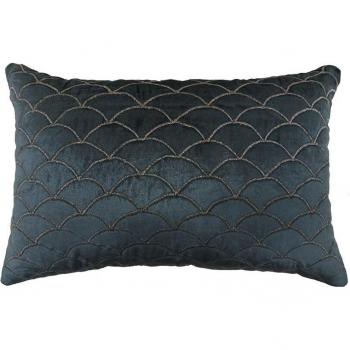 Cojín terciopelo bordado azul oscuro 45 x 10 x 30 cm STYLE HOUSE Romimex