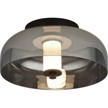 Plafón LED Frisbee negro mate con cristal ahumado, 12,6 W, 3000K