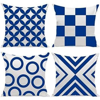 HuifengS New Living Series Funda de cojín para sofá, Cama o sofá, diseño geométrico, 45 x 45 cm, 4 Unidades