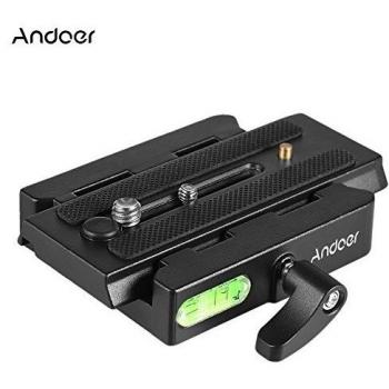Andoer Plato de Liberación Rápida para Ranura de Trípode de Monopod de Cámara de Vídeo Abrazadera Adaptador con Cierre Rápido Placa para Manfrotto 501/500Ah/701HDV/503HDV/Q5
