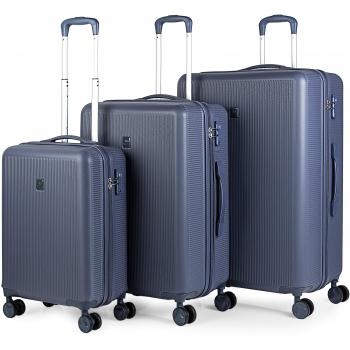 JASLEN - Juego Set 3 Maletas Trolley 50/60 / 70 cm ABS Texturizado. Rígidas, Resistentes y Ligeras. 4 Ruedas Dobles. Candado TSA. Pequeña Low Cost 171000, Color Azul