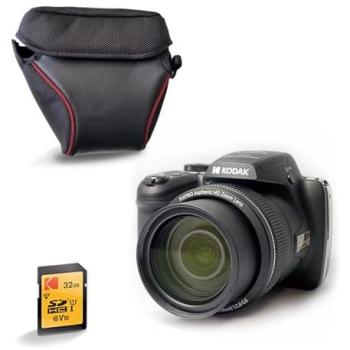 Cámara Bridge Kodak Pixpro AZ528 16MP Zoom Óptico 52x Wi-Fi Funda y Tarjeta SD 32GB Pantalla LCD 3 Gran Angular 24mm Ráfaga 6 fps Control Remoto