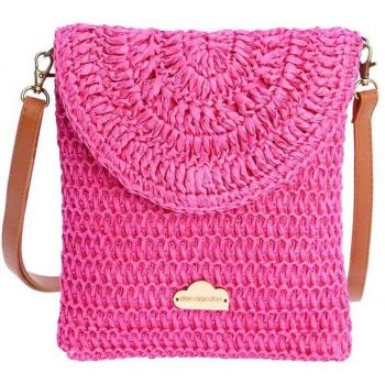 Bolso bandolera de mujer color fucsia DON ALGODÓN Evora con cremallera