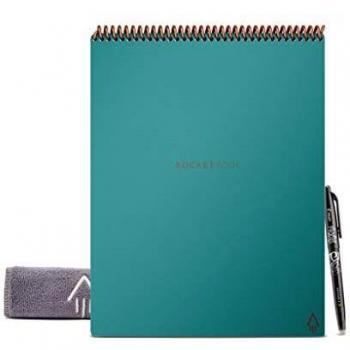 Rocketbook Flip Libreta A4 – Cuaderno A4 Tamaño Carta Turquesa – Cuaderno Inteligente de Escritura Infinitamente Reutilizable - Cuadricula de Puntos - Incluye Lápiz Pilot FriXion y Borrador