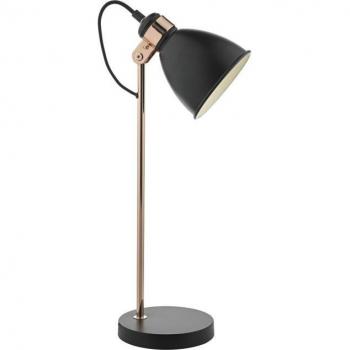 Lámpara de mesa Frederick en negro y cobre con 1 luz, tipo: Lámpara de trabajo