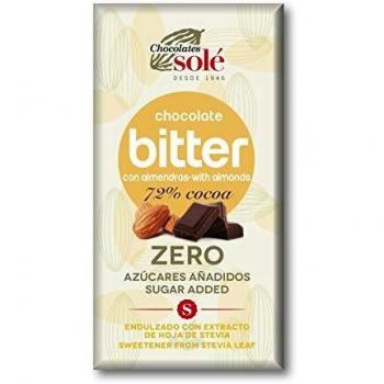 CHOCOLATE NEGRO 72% con almendra y stevia 100gr.