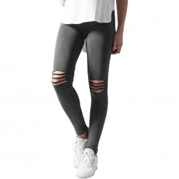Urban Classics Women's Cutted Knee Leggings - Acid Black and Mottled Grey