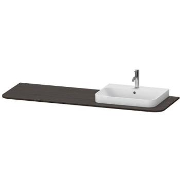 Consola Duravit Happy D.2 Plus 160x55 cm, con 1 recorte a la derecha, color nogal cepillado