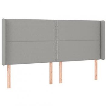 Cabecero con LED de tela gris claro 203x16x118/128 cm