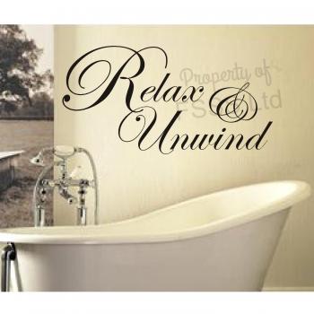 Adhesivo mural con texto relajante para baño, vinilo, dorado, 117x57cm