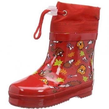 Playshoes Kurze Gummistiefel Waldtiere aus Naturkautschuk gefüttert, Botas de lluvia Unisex niños, Rojo