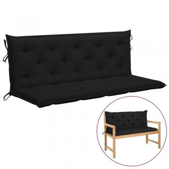 Black Oxford Fabric Garden Bench Cushion 150x(50+50)x7 cm