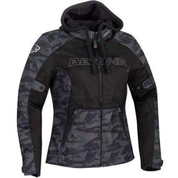 BERING, Chaqueta de moto para mujer Spirit Negro camo, T1 = 38