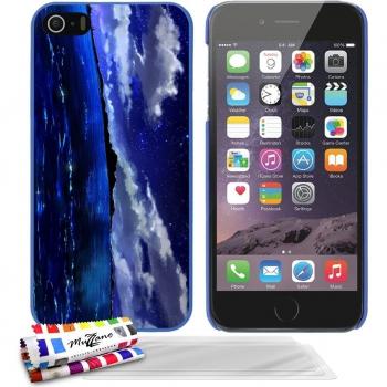 Carcasa Rigida Ultra-Slim APPLE IPHONE 5S / IPHONE SE de exclusivo motivo [Sky ocean] [Azul] de MUZZANO  + 3 Pelliculas de Pantalla UltraClear + ESTILETE y PAÑO MUZZANO REGALADOS - La Protección Antigolpes ULTIMA, ELEGANTE Y DURADERA para su APPLE IPH