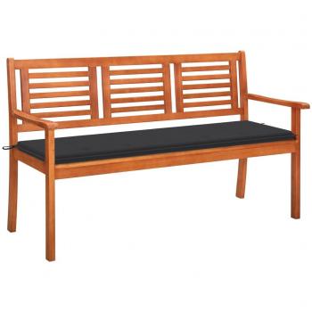 Banco de jardín 3 plazas de madera maciza de eucalipto con almohada de 150 cm