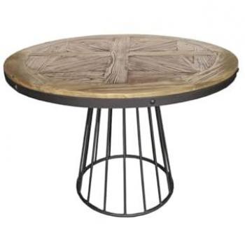 Mesa de Comedor Home ESPRIT Natural de Madera y Metal 110 x 110 x 78 cm