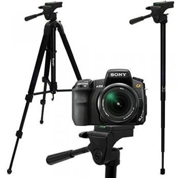 igadgitz 150cm 59 2 en 1 Combinado Trípode y Monopié Extensible Portátil Aluminio con Funda Viaje para Sony Cyber-shot H, HX, RX, WX & Alpha 5, 7, 8, A, NEX, SLT Cámaras - Negro