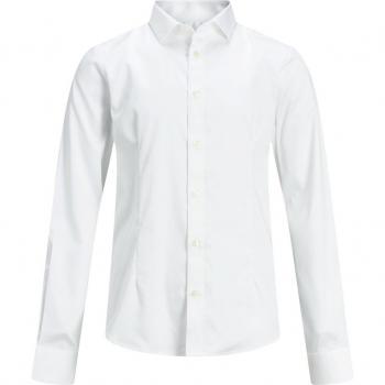 Jack & Jones Boys' Regular Fit Rounded Hem White Shirt - Model Parma