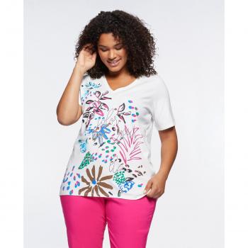 Camiseta de mujer estampada Fiorella Rubino con cuello de pico