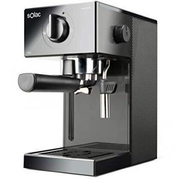 Solac CE4502 Squissita Easy Graphite - Cafetera espresso,20 bar,Double Cream, Espresso y Cappuccino, 1050 W, Portafiltros 1 ó 2 cafés, Monodosis/molido, Vaporizador de acero inoxidable, 1.5 l, Grafito