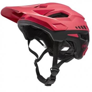 Casco de bicicleta O'Neal Trailfinder Split V.23 - Negro Rojo (S/M) con orificios de ventilación y certificación de seguridad EN1078, diseñado para MTB
