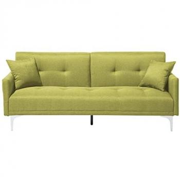 Sofá cama convertible en tejido verde oliva Lucan - 3 plazas - Confort suave - Diseño contemporáneo