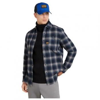 Camisa Bristum 2.0 Ajustada para Hombre, Algodón, Manga Larga, Color Azul Oscuro con Cuadros