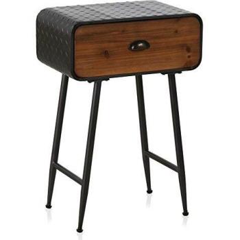GEESE Mesita con Cajón, Madera, Negro, 30x50x73 cm