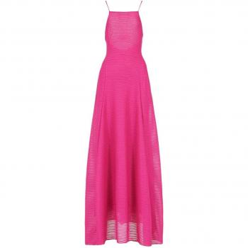 Emporio Armani Women's Striped Midi Dress in Fuchsia | Size 40 | 3D2A7J2JJHZ0309