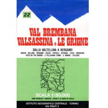Mapa excursionista y topográfico 22 Val Brembana, Valsassina y las Grigne 1:50.000 - Carta de senderos y refugios
