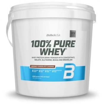 Biotech Usa 100% Pure Whey 4000g - Proteína en Polvo con BCAA y Glutamina - Sin Gluten, Sin Aceite de Palma
