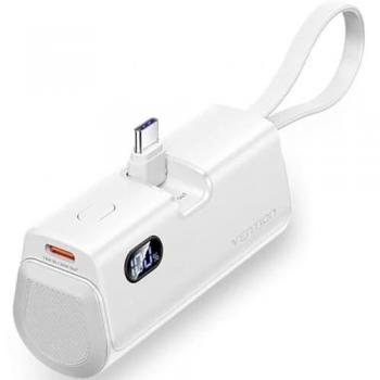 Powerbank Vention 4800mAh con Pantalla LED, USB-C + Lightning, 22.5W, Blanca