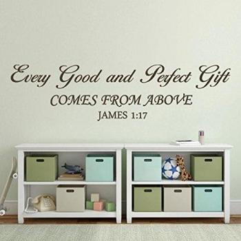 Chaque Bonne et cadeau parfait bébé mural en vinyle citation écritures Chrétien Bible verset pour bébé Maison Art Décoration, Vinyle, blanc, 6hx22w