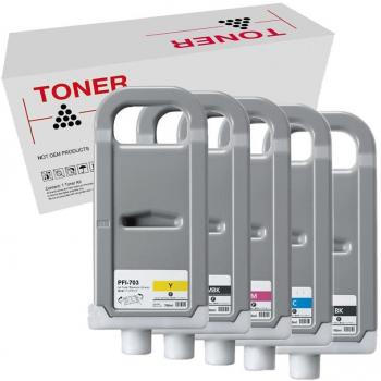 Pack de 5 tintas pigmentadas genéricas Canon PFI703/PFI303 de alta calidad