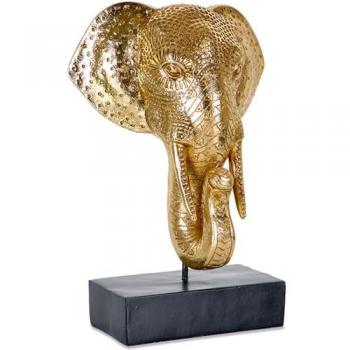 Cabeza de Elefante Decorativa en Color Dorado Madagascar - Resina 17x25x12.5 cm