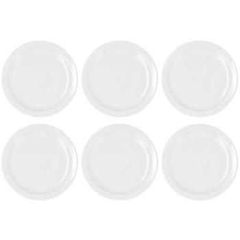 Set de 6 Platos de Porcelana Glacial 16cm con Ala Estrch - Apto Microondas y Frigorífico, Apilable, Blanco Brillo - Resistencia Profesional